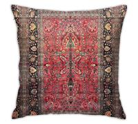 Antique Persian Red Rug Throw Pillow Covers 18"X18" Cozy Velvet Square Throw Pillowcases Home Decor For Bed Couch Sofa Living Room Cushion Cover
