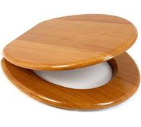 Antique Pine Wooden Toilet Seat Soft Close 18" with Hinges and Fittings Marco Paul Brown One Size