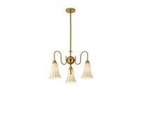 Antique Pleated Ceramic Light Minimalist Cream-Coloured Chrome Iron Chandelier Dimmable Multi-Head Hanging Lamp Bedroom Living Room Dining Room Decorative Lighting Fixture./17.72In/45Cm Copper