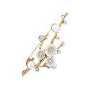 Antique Plum Blossom Branch Brooch Diy Pearl Diamond Alloy Accessories Coat Cardigan Pearl Pin (A 3 * 7 cm)