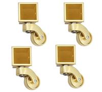 Antique Polished Solid Brass Square Swivel Furniture Casters360° Silent Smooth Rolling Wheels for Piano Sofa Vintage Furniture 150kg Load Capacity