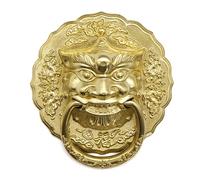 Antique Pure Copper Animal Head Door Ring, Chinese Style Knocker Handle, Retro Wooden Pull(Brass,18.5cm)