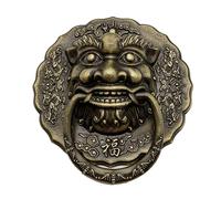 Antique Pure Copper Animal Head Door Ring, Chinese Style Knocker Handle, Retro Wooden Pull(Bronze,14.5cm)