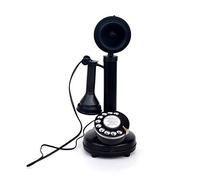 Antique Replica Rotery Dial Home Decor Candlestick Functional Antique Finish Desk Telephone (Black 1)