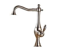 Antique Retro 360° Swivel Single Lever Mixer Tap, High Spout Brass Bathroom Sink Faucet, B5 Series - Brushed Nickel Finish, Nostalgic Design