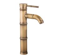 Antique Retro Bathroom Basin Mixer Tap - High Rise Single Lever Single Hole for Countertop Basin, All Copper Hot and Cold Water, B High Style(Antique A high Style)