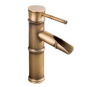 Antique Retro Bathroom Basin Mixer Tap - High Rise Single Lever Single Hole for Countertop Basin, All Copper Hot and Cold Water, B High Style(Antique B Low Style)