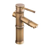 Antique Retro Bathroom Basin Mixer Tap - High Rise Single Lever Single Hole for Countertop Basin, All Copper Hot and Cold Water, B High Style(Antique C Low Style)