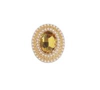 Antique Rhinestone Oval Brooches Lapel Pins for Women Dainty Vintage Gold-Plated Sparkly Cubic Zirconia Imitation Pearl Brooch Pin for Suit Dress Clothes Accessories Ornament Jewelry for Her