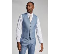 Antique Rogue Men's Blake Pale Blue Denim Semi Plain Waistcoat | Size: 48R Antique Rogue Blue 48R