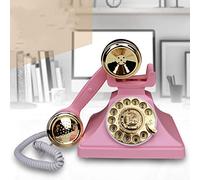 Antique Rotary Dial Phone Creative Fashion Office Home Card Wired Wireless Vintage Retro Telephone Landline (Pink b)