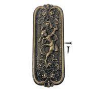 Antique Rustic Brass Door Push Plate with Ornate Cherub Design - Vintage Finger Plate Decor