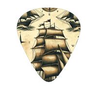 Antique-Sailboats-Sea 12 Pack Guitar Picks With 3 Thicknesses And Storage Box, Abs Plectrums For Electric Bass Guitar Players
