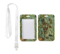 Antique Sea Map Card Holder with White Lanyard, Security Badge Holder, Vertical Cards Protector for Student, Vertical Name Badges Protector for Work, Bus Driver Accessories Teacher Stuff