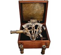 Antique Sextant for Navigation/Marine Brass Instrument Ship/Celestial & Nautical with Two Extra Sighting Telescope/Astrolable Tool Wooden Box Case J Scott London Vintage Astrolabe ship navigation inst
