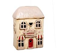 Antique Shop Tealight Holder Cream Ceramic Floral House Candle Lantern Ornament