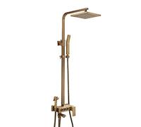 Antique Shower System with 8 Inch Head, Combo Set Wall Mount Faucet Single Handle Rain Mixer with Handheld, Bidet Sprayer, Rotatable Tub Spout