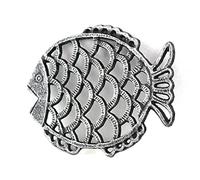 Antique Silver Cast Iron Big Fish Trivet 8 - Sea Decor - Coastal Beach Decor by Handcrafted Model Ships