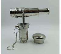 Antique Silver Finish Brass Telescope Walking Stick Handle | Vintage Cane Topper for Collectors & DIY Canes