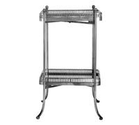 Antique Silver Finish Mirrored Tray Table with 2 Removable Trays and Lattice Det
