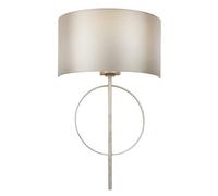 Antique Silver Leaf Wall Light & Mink Satin Half Shade Dimmable Filament Lamp