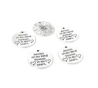 Antique Silver Metal Alloy "Always on my mind Forever in my heart." Memorial Charms 25mm Pack Of 5 for Jewellery Making and More