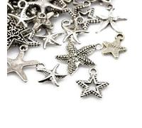 Antique Silver Metal Alloy Mixed Star Charms 5-40mm Pack Of 30g for Jewellery Making and More