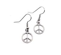 Antique Silver Peace Signs on Sterling Silver Hooks