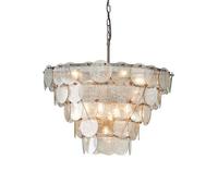 Antique Silver Tiered Mercury Glass Ceiling Pendant - 9 Bulb Light Fitting