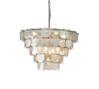 Antique Silver Tiered Mercury Glass Ceiling Pendant - 9 Bulb Light Fitting