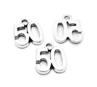 Antique Silver Tone Jewellery Charms Craft Art Making Crafting Beading Supplies IF5I1X Number Numeral 50 Tag