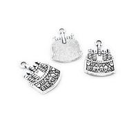Antique Silver Tone Jewellery Charms Craft Art Making Crafting Beading Supplies S8MK1Y Birthday Cake