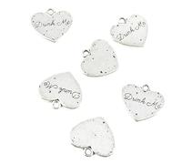 Antique Silver Tone Jewellery Charms Crafts Arts Making Beading M9VM2C Drink Me Love Heart