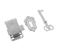 Antique Silver Vintage Cabinet Lock with Key - Decorative Retro Furniture Lock for Drawers, Cupboard, Wardrobe - Smooth & Secure Left/Right Turn Key Mechanism - Classic Design for Home & Office