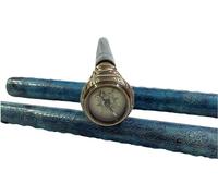 Antique Sky Blue Leather with Gold Brass Compass Derby Sticks and Wooden Walking Sticks with Brass Handle Affordable Gift Decorative Wooden Walking Stick for Men/Women/Seniors