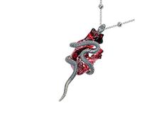 Antique Snake Guard Heart Pendant Necklace Alloy Neckchain Gothic Jewelry Gift Adjustable Chain For Everyday Wear Unisex Dark Jewelry, One Size, as described, as described