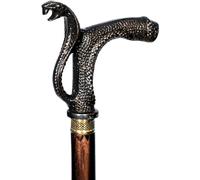 Antique Snake Head Walking Stick - Brass Steampunk Walking Stick for Men - Brass Bar - Wooden Pole for Men/Women, Hiking, Camping, Senior