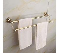 Antique Solid Brass Bathroom Hardware Set Gold Polished Double Towel bar Bathroom Accessories Wall-Mounted Bathroom Products,Toilet Brush Holder (Doubl Towel Bar)