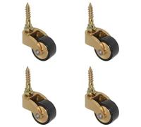 Antique Solid Brass Castor with 25mm Wheel, Movable Swivel Casters, 360° Swivel Casters, Vintage Casters for Furniture, Rubberized Wheels for Retro Furniture Piano Feet (Screw Tip)