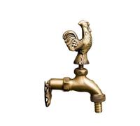 Antique Solid Brass Outdoor Garden Faucet - Animal Handle (Green Kingfisher), G1/2 Decorative Exterior Tap(Brass Cock)