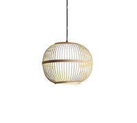 Antique Sphere-Shaped Household Bamboo Pendant Lighting, with Transparent Lampshade Rattan, Southeast Asian Style Lantern-Shaped Hanging Lamps, Simple Decoration Lighting Device,Natur