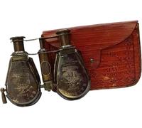 Antique Spy Glass 1857 R & J Beck Brass Binocular with Leather Case Collectibles Gift