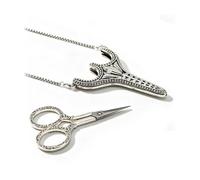 Antique Stainless Steel Sewing Scissors with Sheath Chain Case Detail Scissors Vintage Craft Shears for Embroidery Sewing Cutting Art Work Needlework