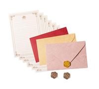 Antique Stationery Paper Set Including 6 Writing Paper (Lined Sheet) 3 Matching Envelopes 3 Seal Stamp Sticker Holiday Letter Set