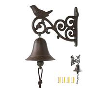 Antique Style Cast Iron Bird Doorbell - Large Hanging Iron Bell for Outdoor & Indoor Use, Decorative Wild Bird Dinner Bell, Clear Sound, for Home, Farm, or Store
