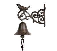 Antique Style Cast Iron Bird Doorbell - Large Hanging Iron Bell for Outdoor & Indoor Use, Decorative Wild Bird Dinner Bell, Clear Sound, for Home, Farm, or Store