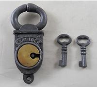 Antique Style Crab Lock Padlock with 2 Skeleton Keys