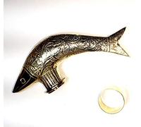 Antique Style Fish Cane Wooden Walking Stick Vintage Solid Brass Only Handle