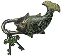 Antique Style Fish Type Padlock | Lock with Key | Brass Made Black Padlock