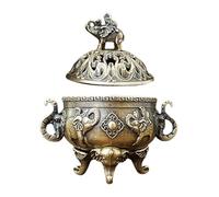 Antique Style Incense Burner Bowl Censer with Lid for Yoga and Tearoom Decor Elephant Embossed Design with Artistic Hollow Patterns for Home Office Fragrance
